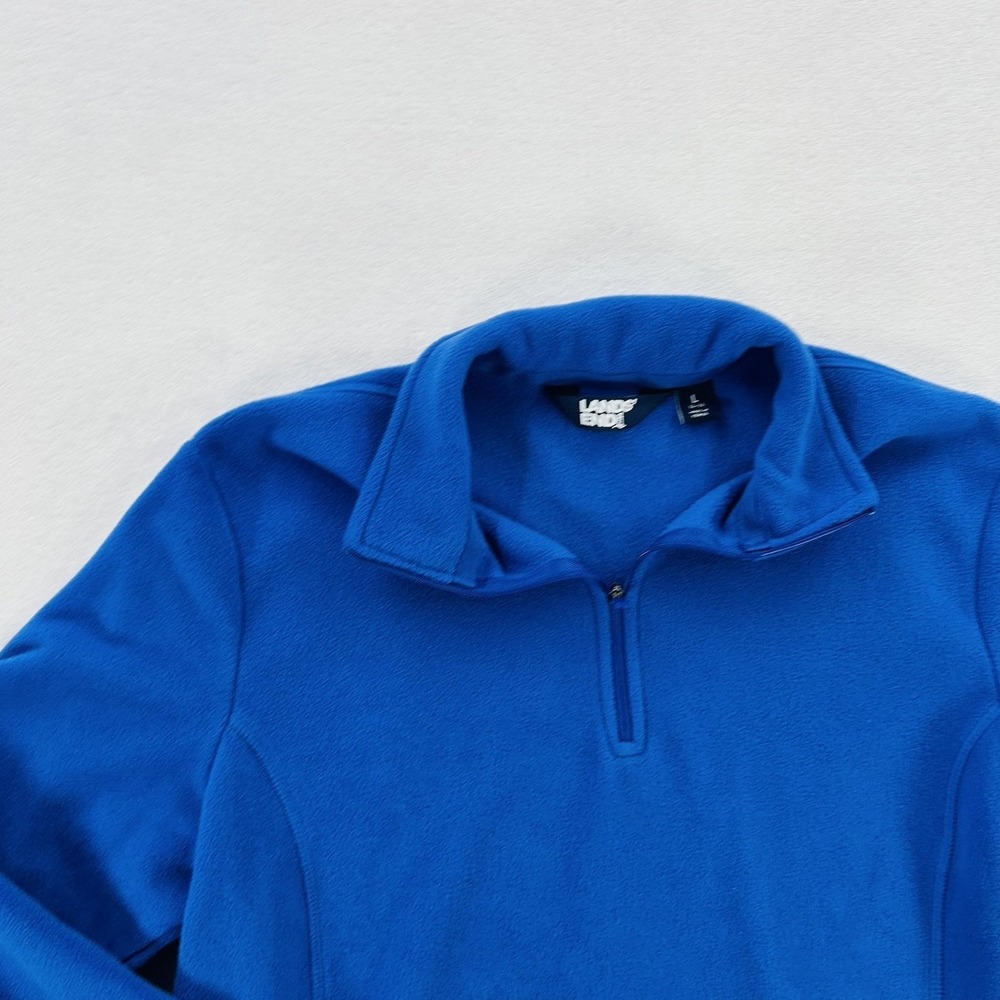 Lands' End Sweatshirt Womens Large 14-16 Blue Fleece 1/4 Zip Pullover Winter - Picture 11 of 16